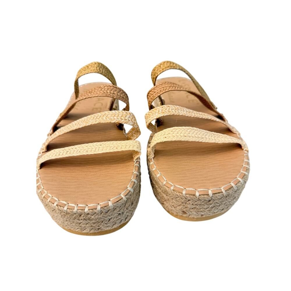 L*SPACE x Matisse Raffia Woven Slide Sandals Natural Size 8